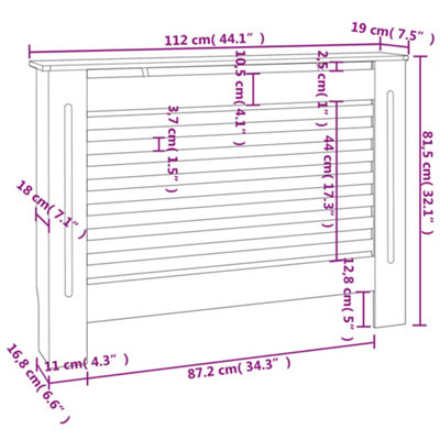 Radiator Cover White 112x19x81.5 cm MDF - 8