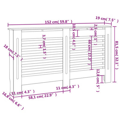 Radiator Cover White 152x19x81.5 cm MDF - Sturdy and Durable - 7
