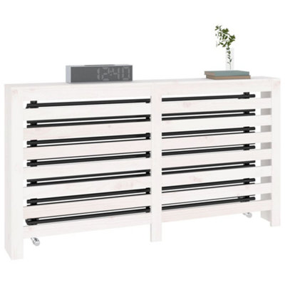 Radiator Cover White 153x19x84 cm Solid Wood Pine - 4