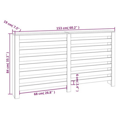 Radiator Cover White 153x19x84 cm Solid Wood Pine - 8