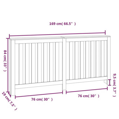 Radiator Cover White 169x19x84 cm Solid Wood Pine - 8