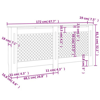 Radiator Cover White 172x19x81.5 cm MDF - 7
