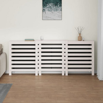 Radiator Cover White 210x21x85 cm Solid Wood Pine - 3