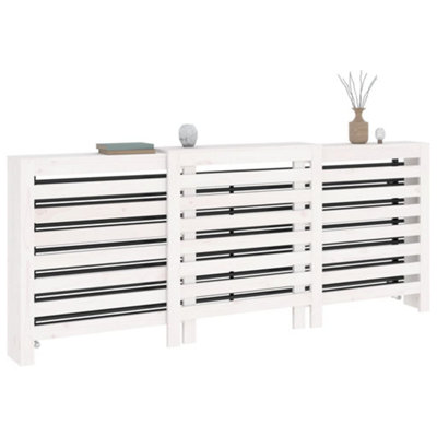 Radiator Cover White 210x21x85 cm Solid Wood Pine - 4
