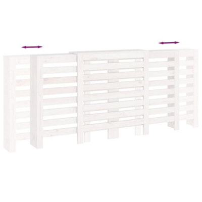 Radiator Cover White 210x21x85 cm Solid Wood Pine - 8