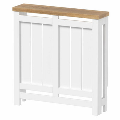 Radiator Cover White Modern Vertical Slat Shelves MDF Cabinet Shelf Small
