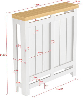 Radiator Cover White Modern Vertical Slat Shelves MDF Cabinet Shelf Small