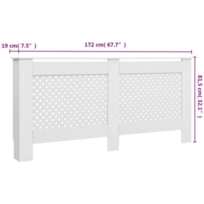 Radiator Covers 2 pcs White 172x19x81.5 cm MDF - 8