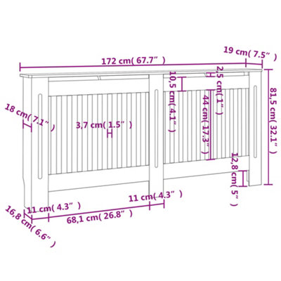 Radiator Covers 2 pcs White MDF 172 cm - 4
