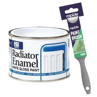 Radiator Enamel White Paint 180ml + Paint Brush