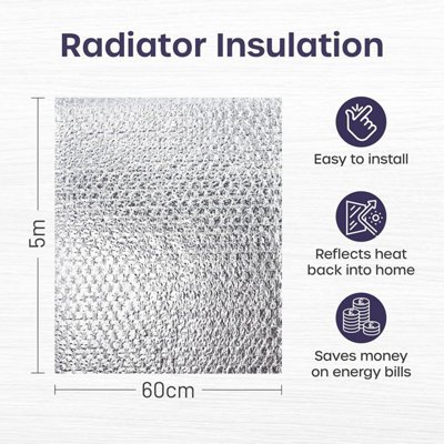 Radiator Foil 5m x 60cm Energy Saving Reflector Panels for Home Heating - Cut Bills & Enhance Heat Efficiency