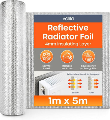Radiator Foil Insulation Roll 1m x 5m - Heat Reflector Panels