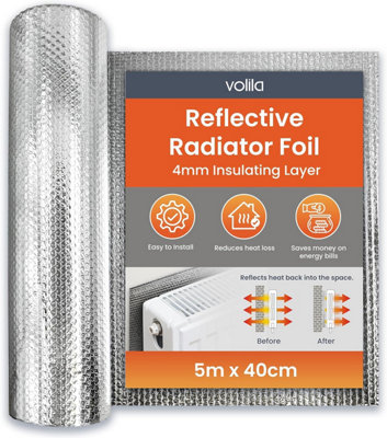 Radiator Foil Insulation Roll 5m x 40cm Energy-Saving Reflector Panels with Adhesive Pads Price Comparisons | Compare The Build