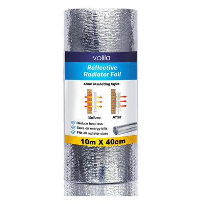 Radiator Foil Roll with Thermal Insulation Bubbles (10M x 40cm) Energy ...