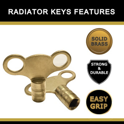 Radiator Key for Bleeding and Venting Radiators 5mm Heavy Duty Brass ...