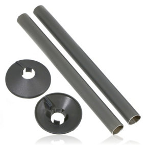 Radiator Pipe Covers Shroud Collars Sleeve Anthacite Grey 15mm x 200mm