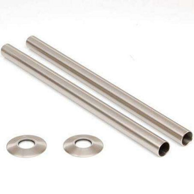 Radiator Pipe Covers & Shroud Set in Satin Nickel - 300mm