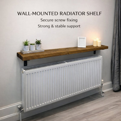 Radiator Shelf 15cm Deep Handmade Solid Board with Steel Brackets ...