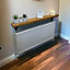 Radiator Shelf 15cm Deep Handmade Solid Board with Steel Brackets (Tudor Oak, 130cm Long)