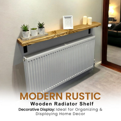 Radiator Shelf, Narrow Hallway Wall Board (Dark Oak, 100cm Long)