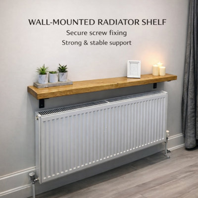 Radiator Shelf, Narrow Hallway Wall Board (Rustic Pine, 100cm Long)