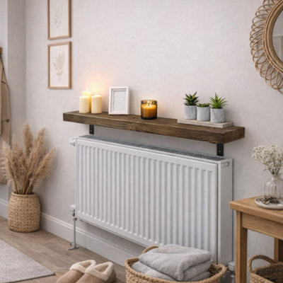 Radiator Shelf, Narrow Hallway Wall Board (Walnut, 50cm Long)