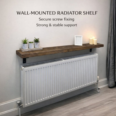Radiator Shelf, Narrow Hallway Wall Board (Walnut, 50cm Long)