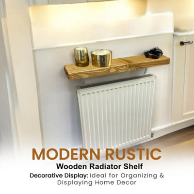 Radiator Shelf NO Drill, Rustic Slim Narrow Hallway (Dark Oak, 100cm)