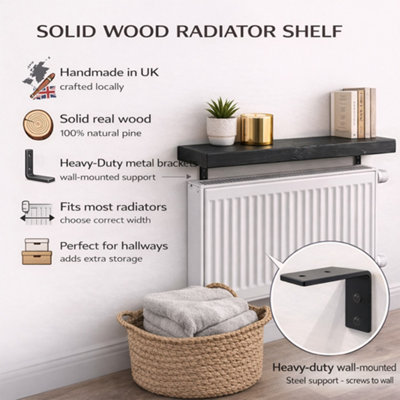 Radiator Shelf Wall Mounted Solid Wood, Narrow Radiator Cover 15cm Deep ...