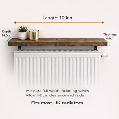 Radiator Shelf Wall Mounted Solid Wood, Narrow Radiator Cover 15cm Deep ...