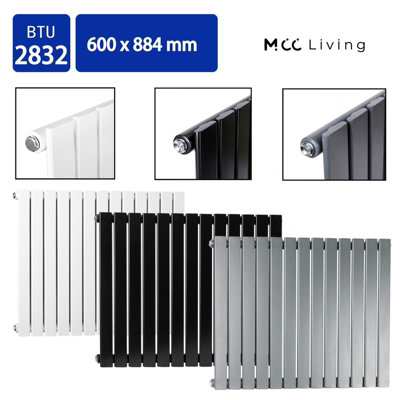 Radiator Single Panel (H) 600mm Flat Panel Vertical Column Radiator ...