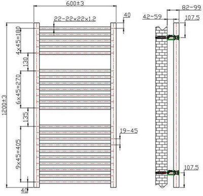 RadiLux 1200x600mm Heated Towel Rail Radiator Bathroom Central Heating Flat Panel White