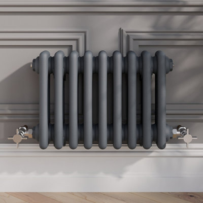 RadiLux 300x425mm Traditional Colosseum Horizontal Triple Bar Column Radiator Anthracite