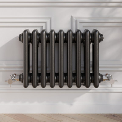 RadiLux 300x425mm Traditional Colosseum Horizontal Triple Bar Column Radiator Black