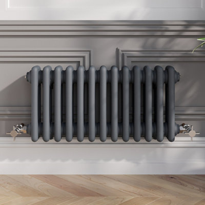 RadiLux 300x605mm Traditional Colosseum Horizontal Triple Bar Column Radiator Anthracite
