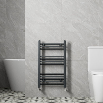 RadiLux 750x450mm Heated Towel Rail Radiator Modern Bathroom Rack Straight Anthracite