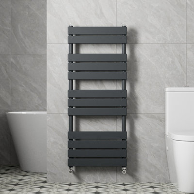 RadiLux Anthracite Bathroom Heated Towel Rail Radiator Central Heating Panel 1200x500mm