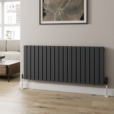 RadiLux Anthracite Designer Radiator Horizontal Flat Panel Double Panel Rad 600x1444mm