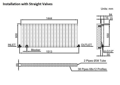 RadiLux Anthracite Designer Radiator Horizontal Flat Panel Double Panel ...