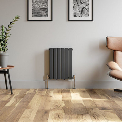 RadiLux Anthracite Designer Radiator Horizontal Flat Panel Double Panel Rad 600x456mm
