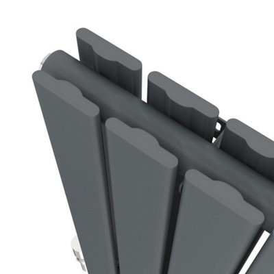 RadiLux Anthracite Designer Radiator Horizontal Flat Panel Double Panel Rad 600x456mm