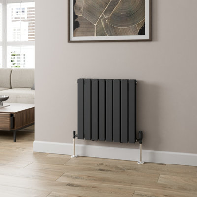 RadiLux Anthracite Designer Radiator Horizontal Flat Panel Double Panel Rad 600x608mm