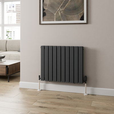 RadiLux Anthracite Designer Radiator Horizontal Flat Panel Double Panel Rad 600x760mm
