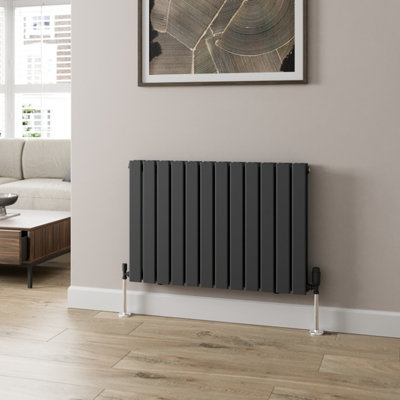 RadiLux Anthracite Designer Radiator Horizontal Flat Panel Double Panel Rad 600x912mm