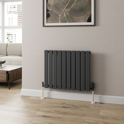 RadiLux Anthracite Designer Radiator Horizontal Flat Panel Single Panel Rad 600x756mm
