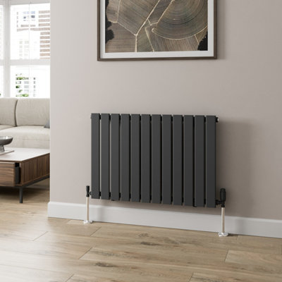 RadiLux Anthracite Designer Radiator Horizontal Flat Panel Single Panel Rad 600x908mm