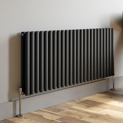 RadiLux Anthracite Designer Radiator Horizontal Oval Column Double Panel Rad 600x1440mm