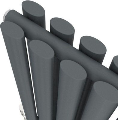 RadiLux Anthracite Designer Radiator Horizontal Oval Column Double Panel Rad 600x1440mm
