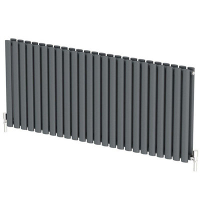 RadiLux Anthracite Designer Radiator Horizontal Oval Column Double Panel Rad 600x1440mm
