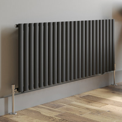 RadiLux Anthracite Designer Radiator Horizontal Oval Column Rads Single ...